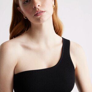 Cropped One Shoulder Ribbed Knit Tank | Quince